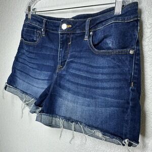 Vigoss Marley Mid‎ Rise Double Roll  Short Women's Distressed Blue Stretch  31